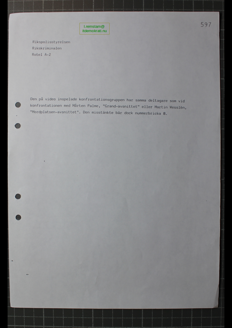 Förhör Klas Brewits ögonvittne till Palmemordet.