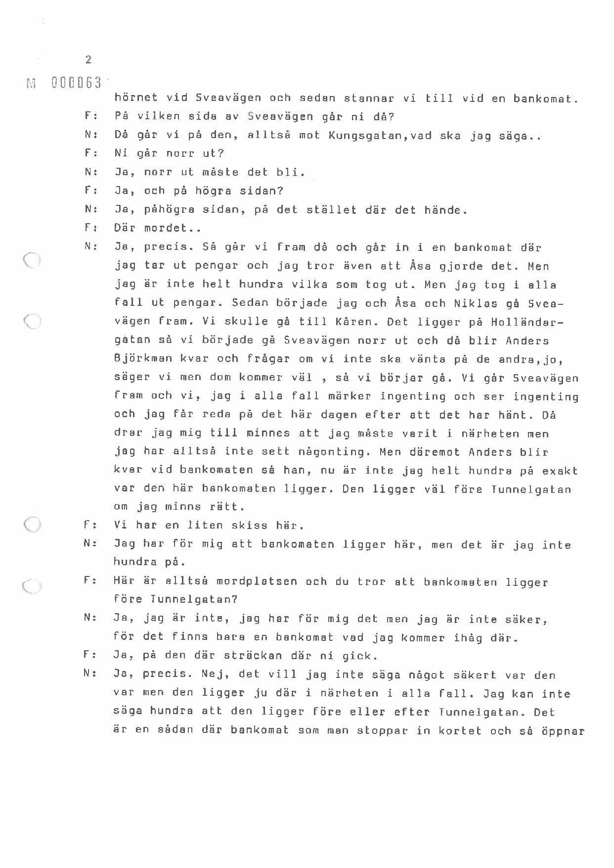 Förhör Klas Nyberg ögonvittne till Palmemordet.