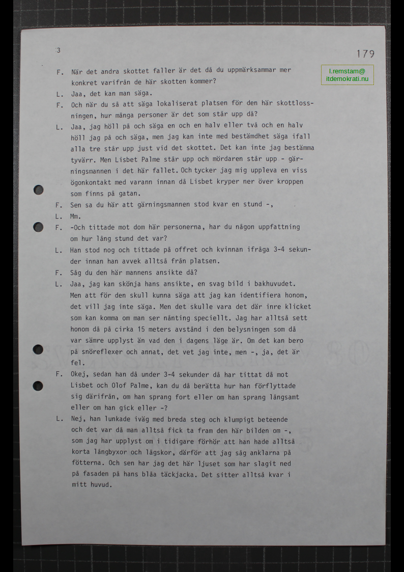 Förhör Leif Ljungqvist ögonvittne till Palmemordet.