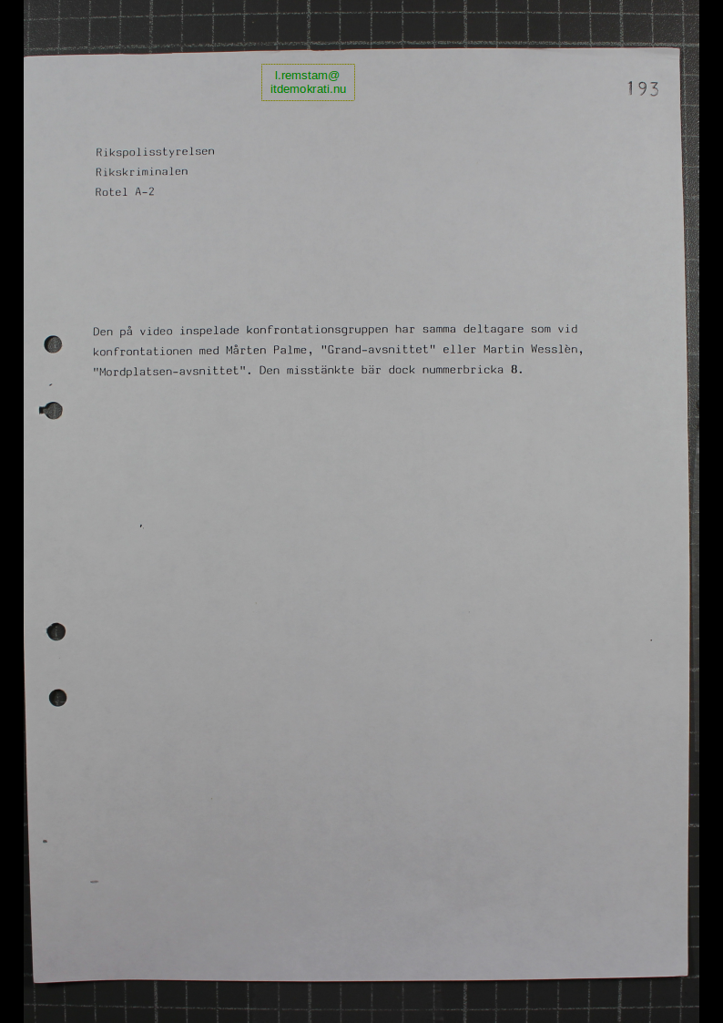 Förhör Leif Ljungqvist ögonvittne till Palmemordet.